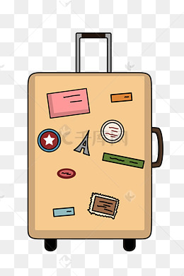卡通手绘黄色行李箱插画