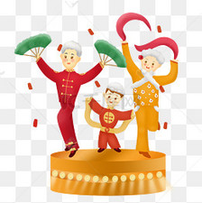 卡通手绘过大年扭秧歌