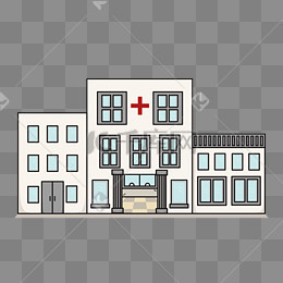 手绘医院建筑插画