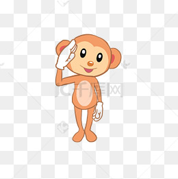 手绘小猴子敬礼矢量插画