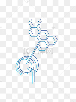 手绘水彩蓝色科技不规则图形
