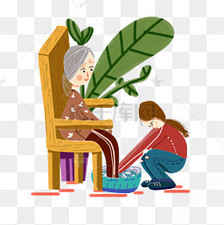 美女给奶奶洗脚孝敬老人素材图片免费下载