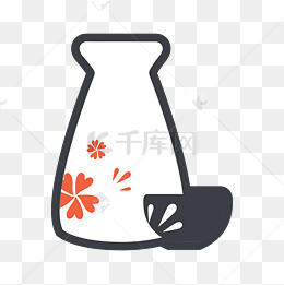 手绘卡通日系风格清酒