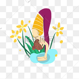 瑜伽弯腰女孩手绘图