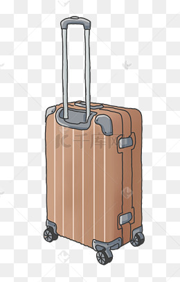 黄色手绘卡通旅行箱