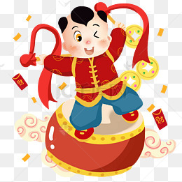 新年福娃手绘卡通人物png素材