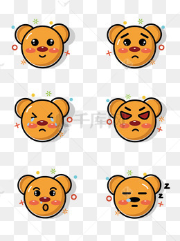 黑白卡通矢量熊猫表情