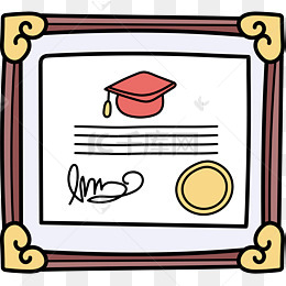 手绘卡通毕业证书奖状