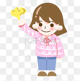 拿东西的短发女孩免扣图