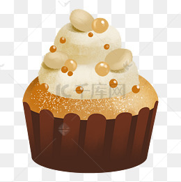 卡通手绘甜品甜点美食之坚果珍珠奶油纸杯蛋糕