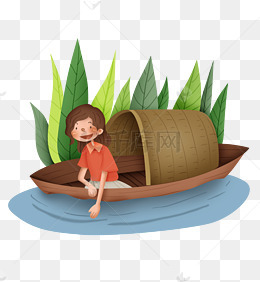 春游乌篷船上的女孩