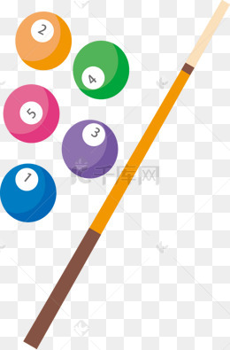 手绘卡通彩色台球