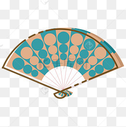 蓝色扇子卡通手绘免抠图