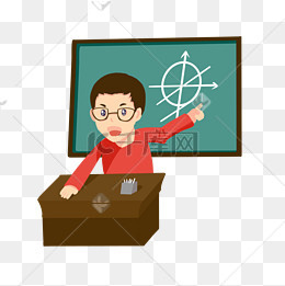 手绘卡通老师和黑板免抠素材