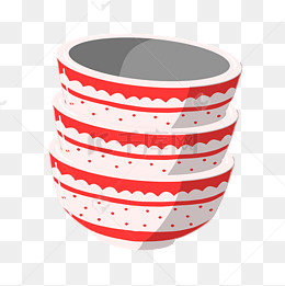 红色的碗手绘插画