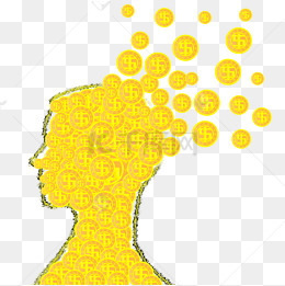 卡通手绘满脑子都是钱的卡通人免扣图