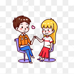 情人节男生女生约会手绘