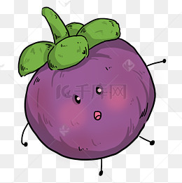 紫色手绘山竹食物元素