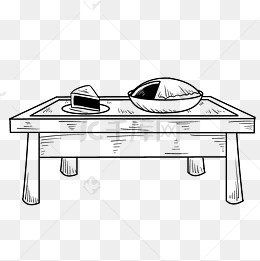 长方形餐桌手绘插画