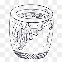 线描水缸卡通插画