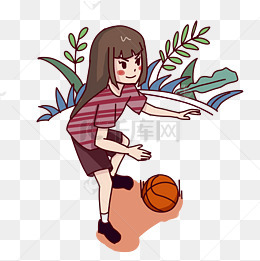 运动健身的女孩手绘插画