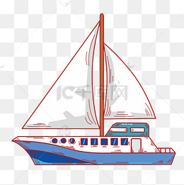 立体轮船手绘插画