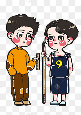 运动健身撑杆跳高体育测试的男孩卡通手绘人物