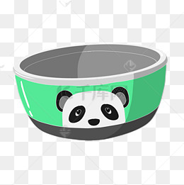可爱熊猫花纹碗具插画