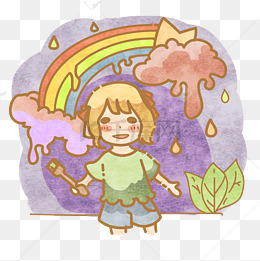 可爱女孩油漆墙绘卡通png