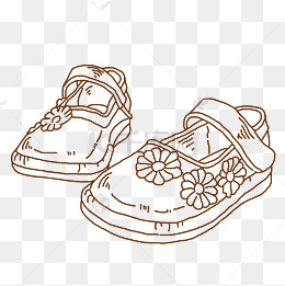 线描鞋子手绘插画
