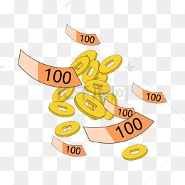 手绘金币人民币插画