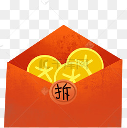 拆开的红包卡通png素材