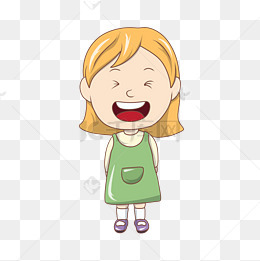 开心大笑的女孩插画