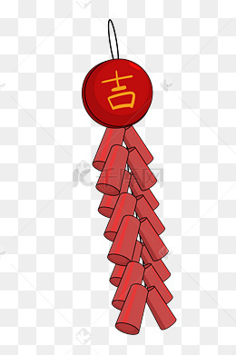 新年红色吉字鞭炮