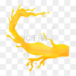 手绘飞溅黄色液体插画