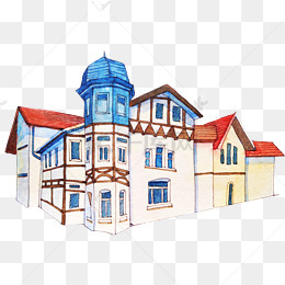 手绘美丽的建筑插画