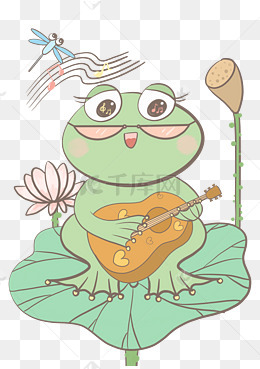 透明底png可爱的弹吉他小青蛙