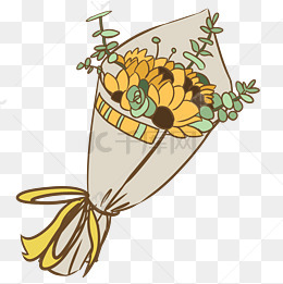 一捧鲜花黄色的花手绘装饰图案