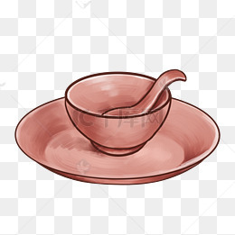 红色的餐具手绘插画