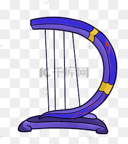 红色竖琴装饰插画