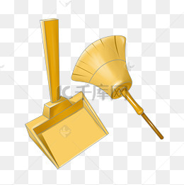 黄色扫把与簸箕插画