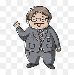 穿西装开心的大叔打招呼卡通手绘元素
