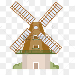 黄色的风车建筑插画