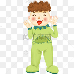 手绘卷发男孩