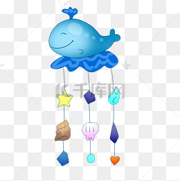 卡通蓝色风铃插画