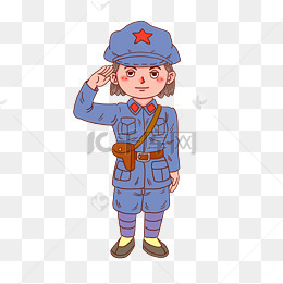 革命女军人敬礼卡通人物
