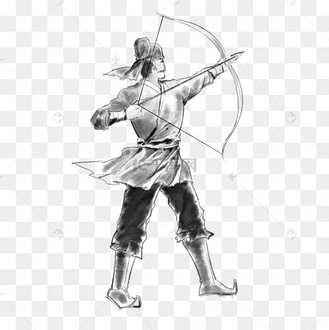 水墨风射箭