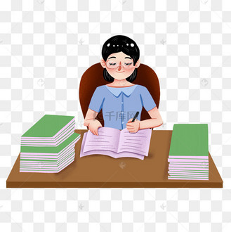 教师节老师批改作业场景手绘插画