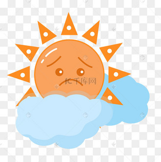 天气晴转多云太阳飘过卡通动图gif
