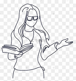 线描上课女教师